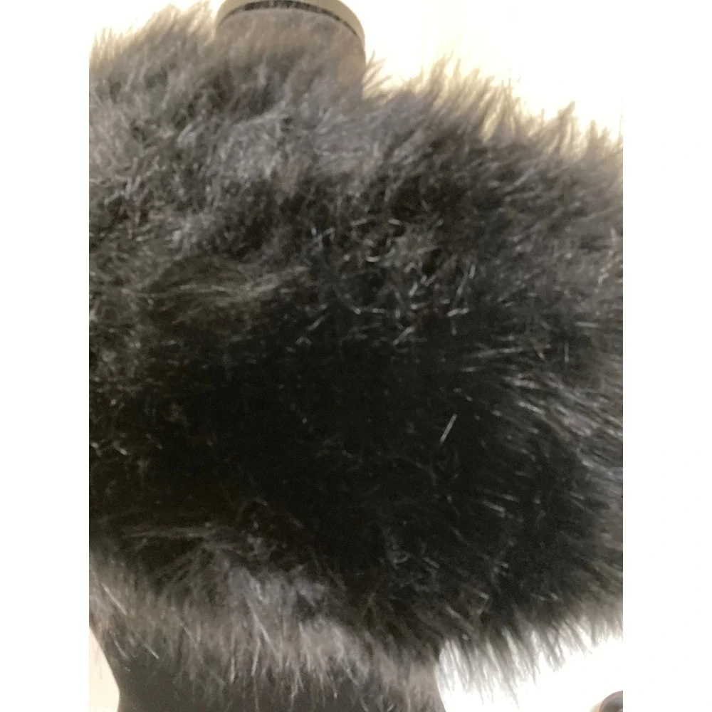 Black Faux Fur Stole Wrap with Front Bow Formal Evening Shrug One Size